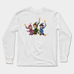 Three happy witches on a broom Long Sleeve T-Shirt